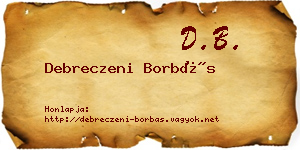 Debreczeni Borbás névjegykártya